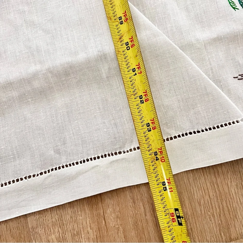 Antique Oriental Country Lifestyle Hand Embroidered Tablecloth 95”‎ X 53” Mint